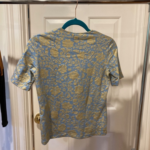 Cavalli gold brocade print cotton/lycra t-shirt.   Size S. - Picture 4 of 4